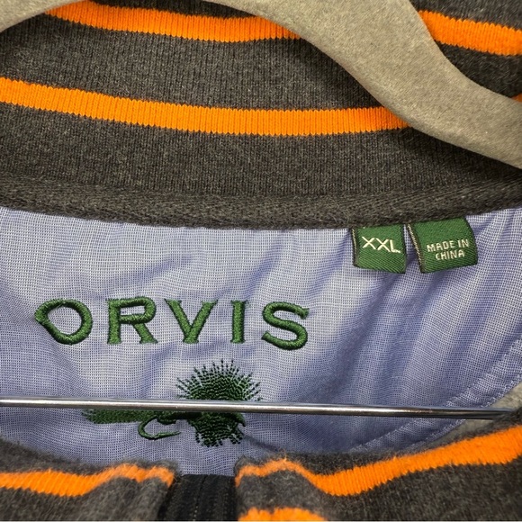 Orvis Men's Dark Gray Quarter Zip-Up Sweatshirt Size XXL GUC - Picture 2 of 7